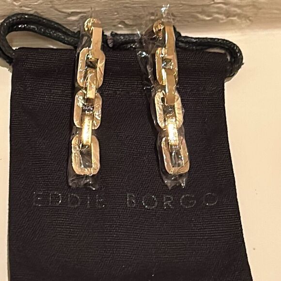 Eddie Borgo Supra Chain Link Drop Earrings 12k Gold Finish New - Picture 3 of 9